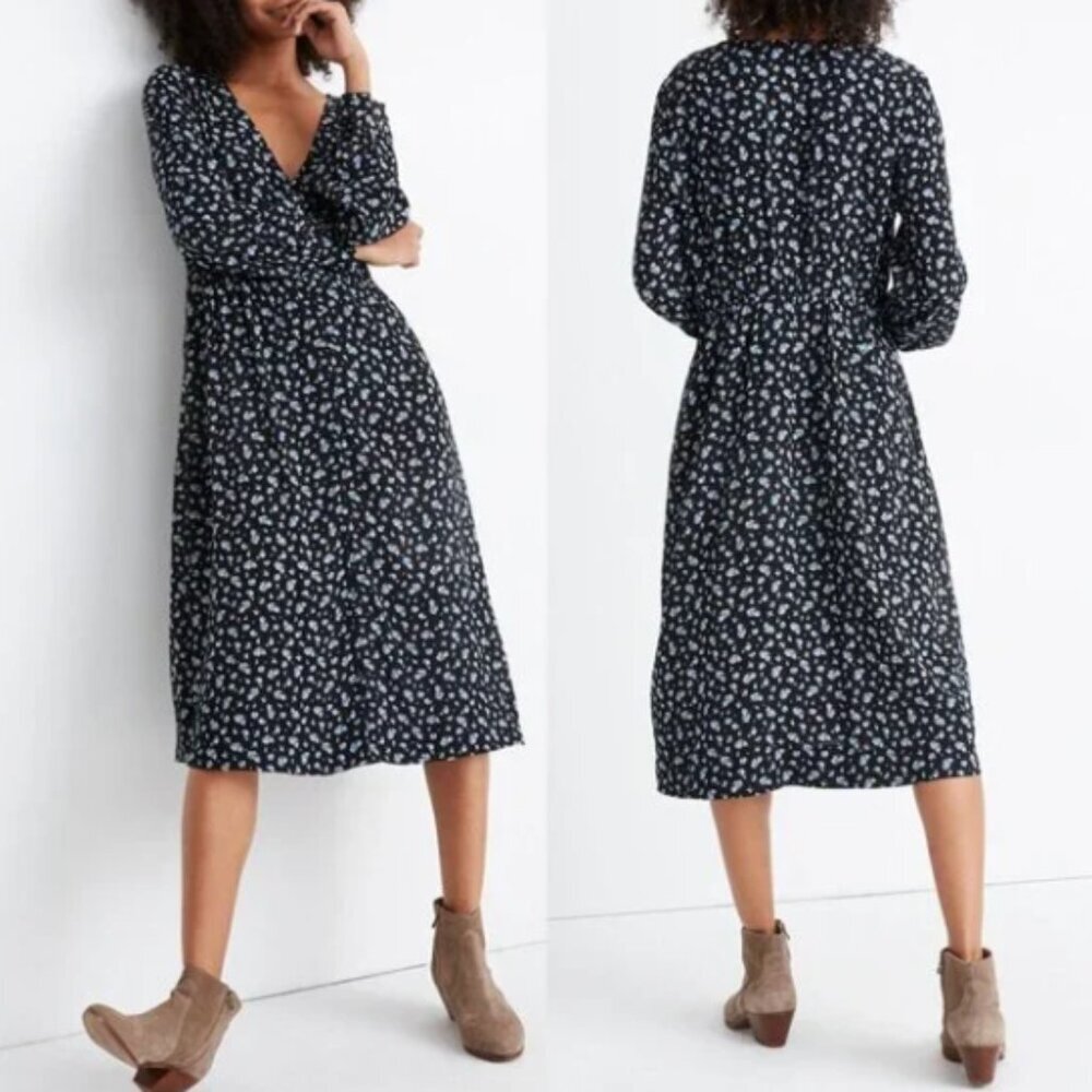 Madewell Ditsy Floral Long Sleeve Midi Dress 12 NWT